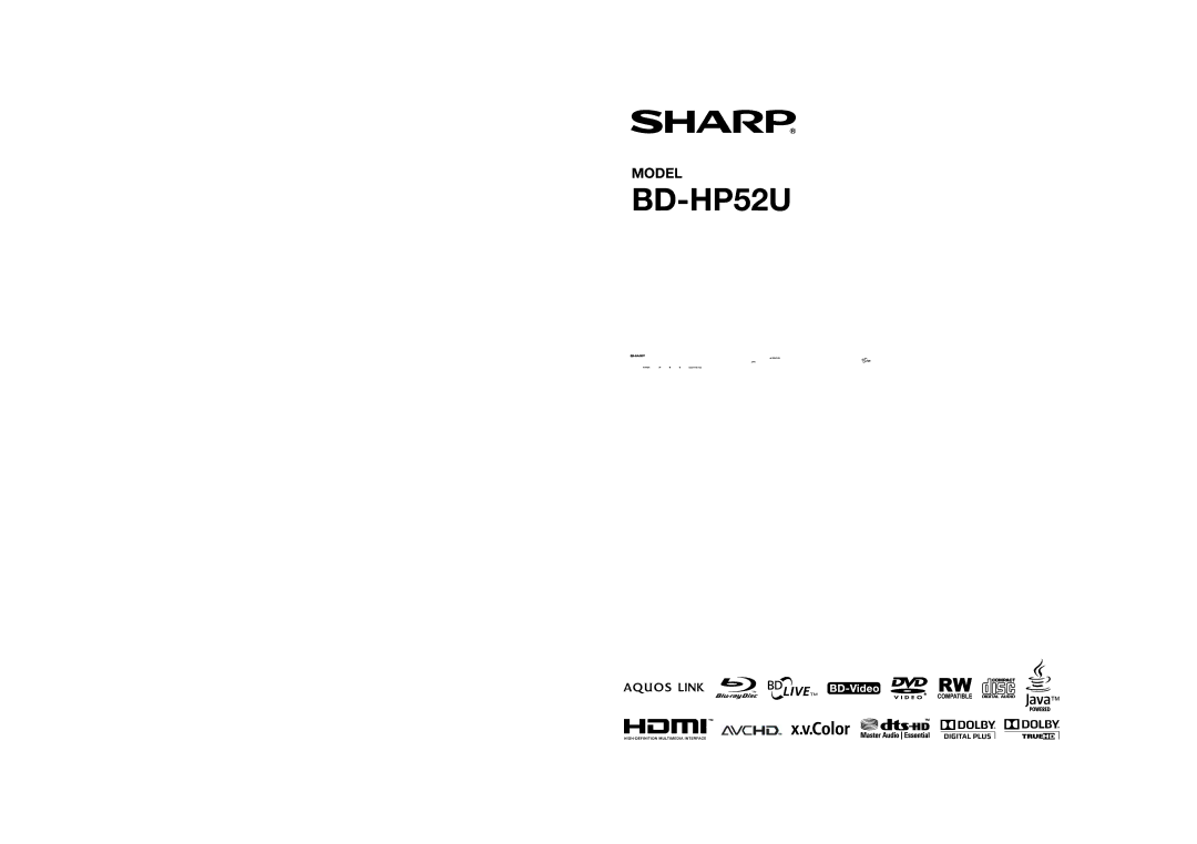 Sharp BD-HP52U operation manual 