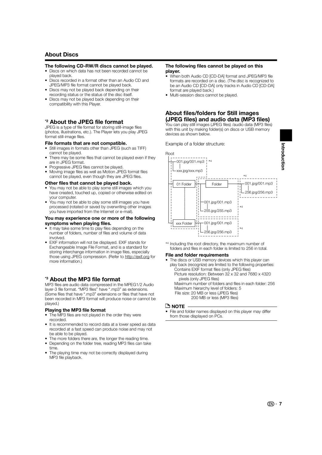 Sharp BD-HP52U operation manual About Discs, About the Jpeg file format, About the MP3 file format 