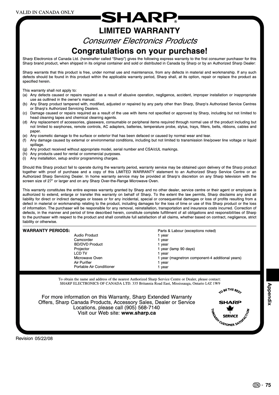 Sharp 10P03-CH-NG, BD-HP70U, TINSEA548WJQZ operation manual Appendix 