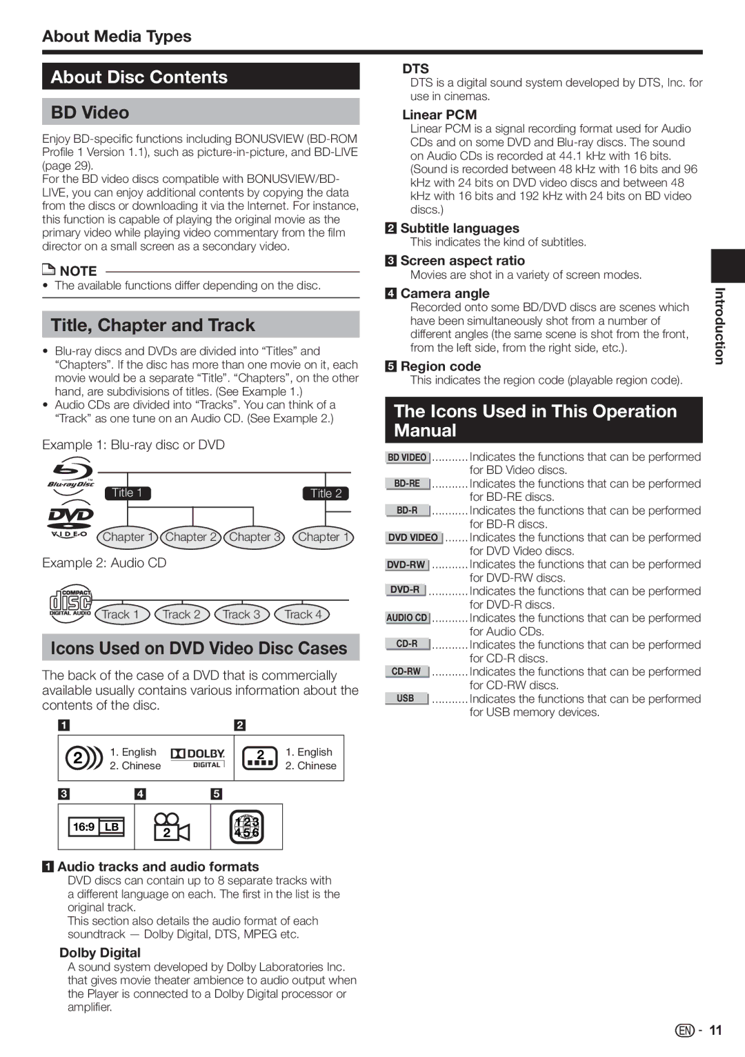 Sharp BD-HP80U operation manual About Disc Contents 