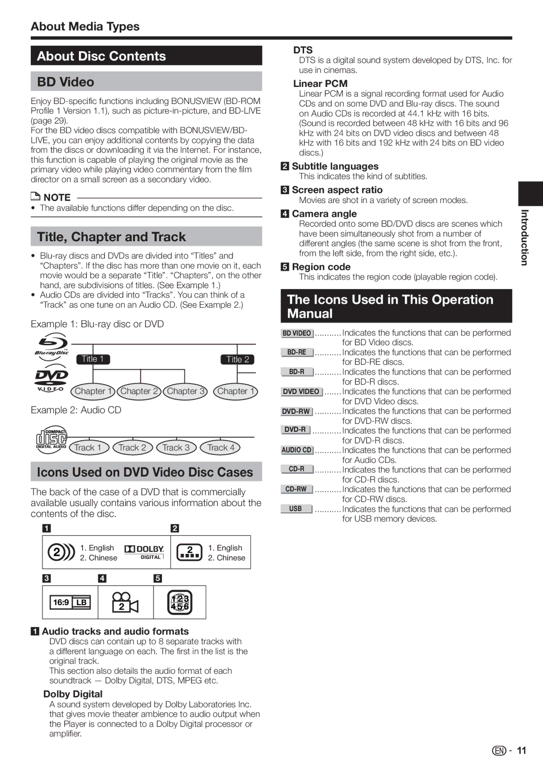 Sharp BD-HP90U operation manual About Disc Contents 