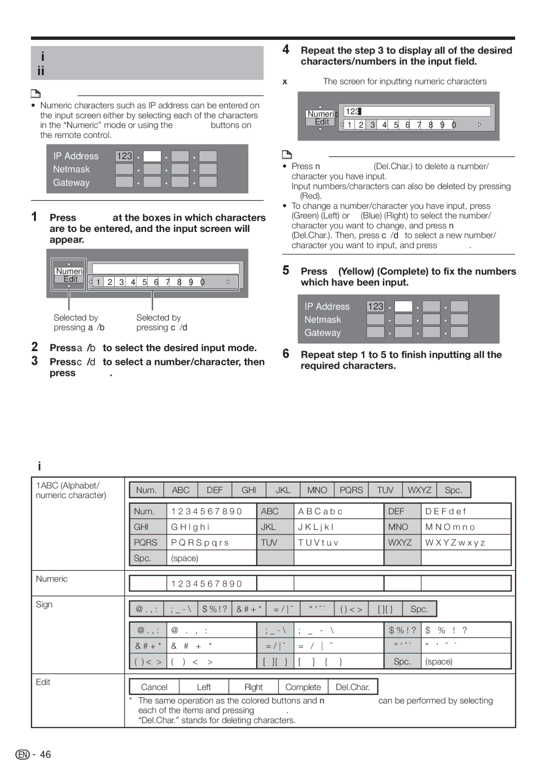 Sharp BD-HP90U operation manual Inputting characters manually, Input character list 