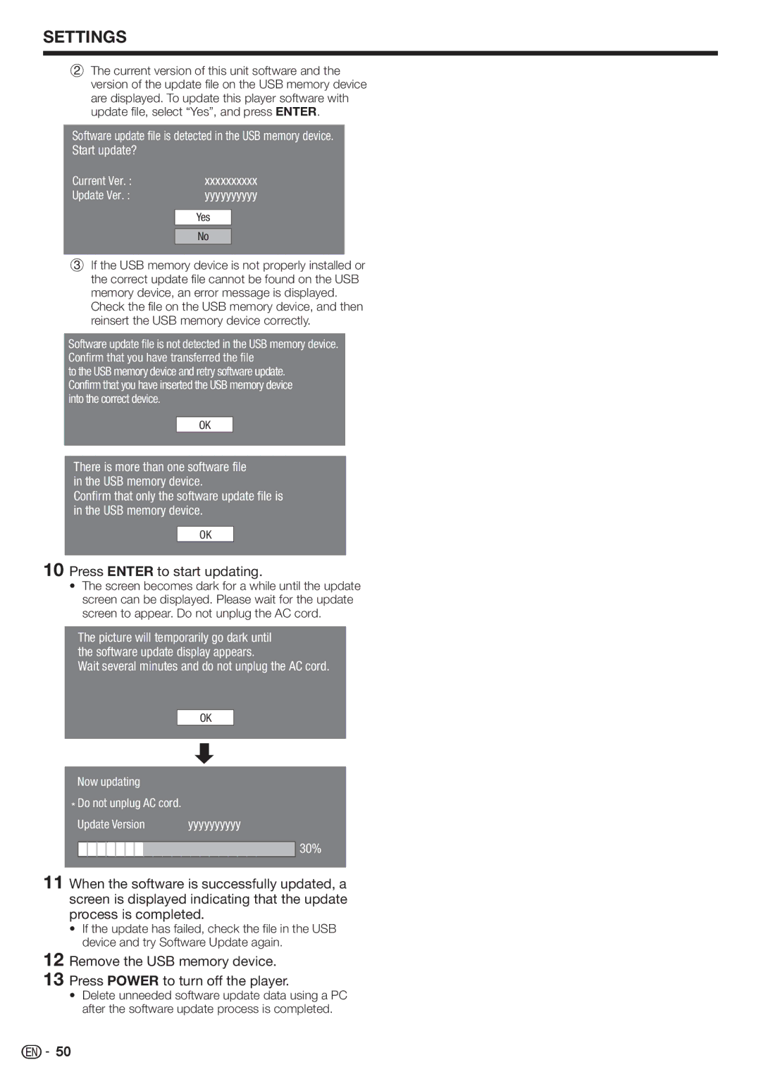 Sharp BD-HP90U operation manual Wait several minutes and do not unplug the AC cord 