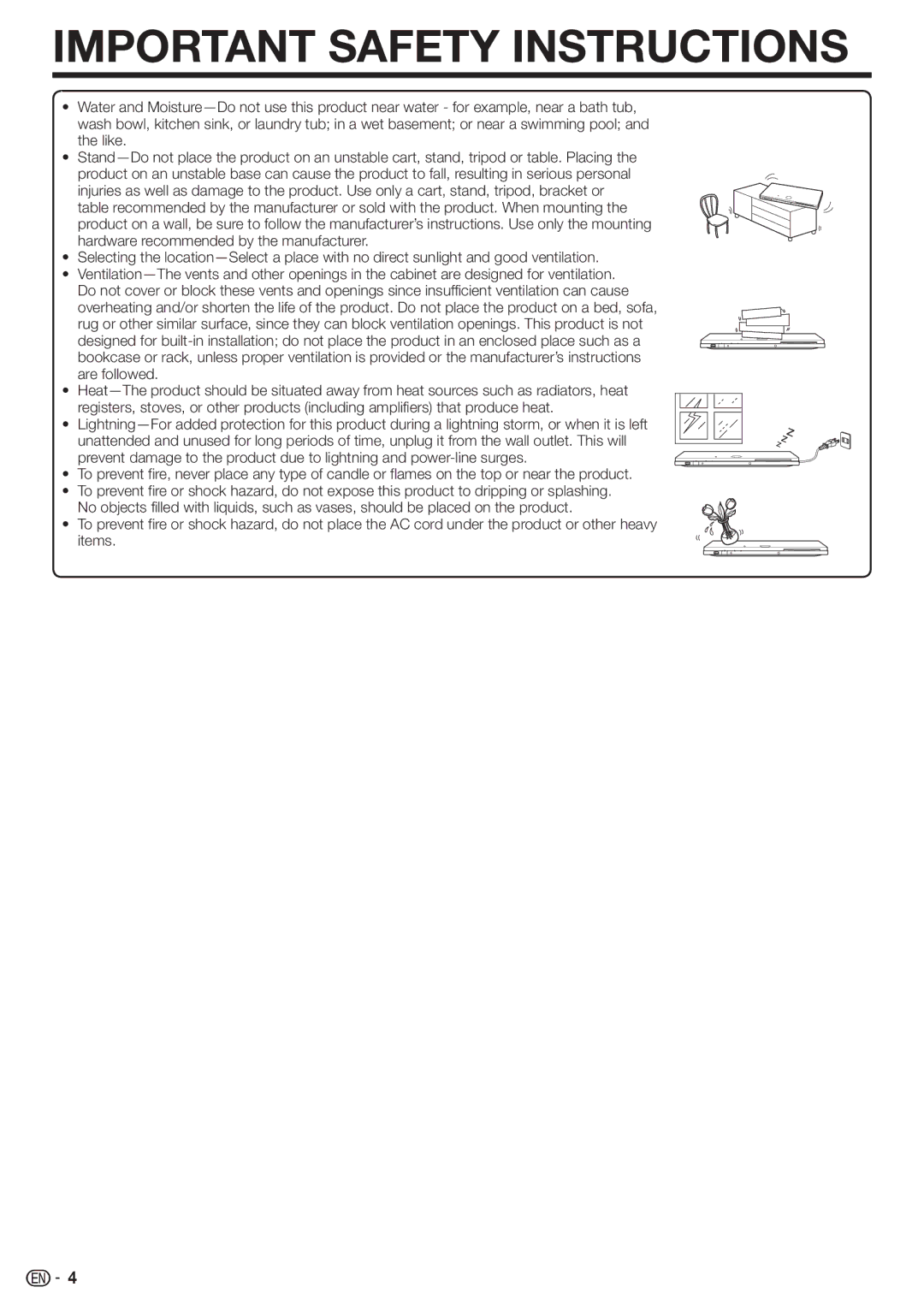 Sharp BD-HP90U operation manual Important Safety Instructions 