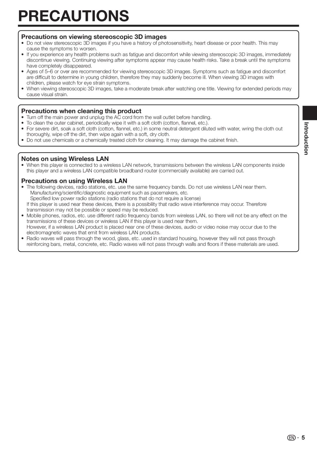 Sharp BD-HP90U operation manual Precautions on viewing stereoscopic 3D images, Precautions when cleaning this product 