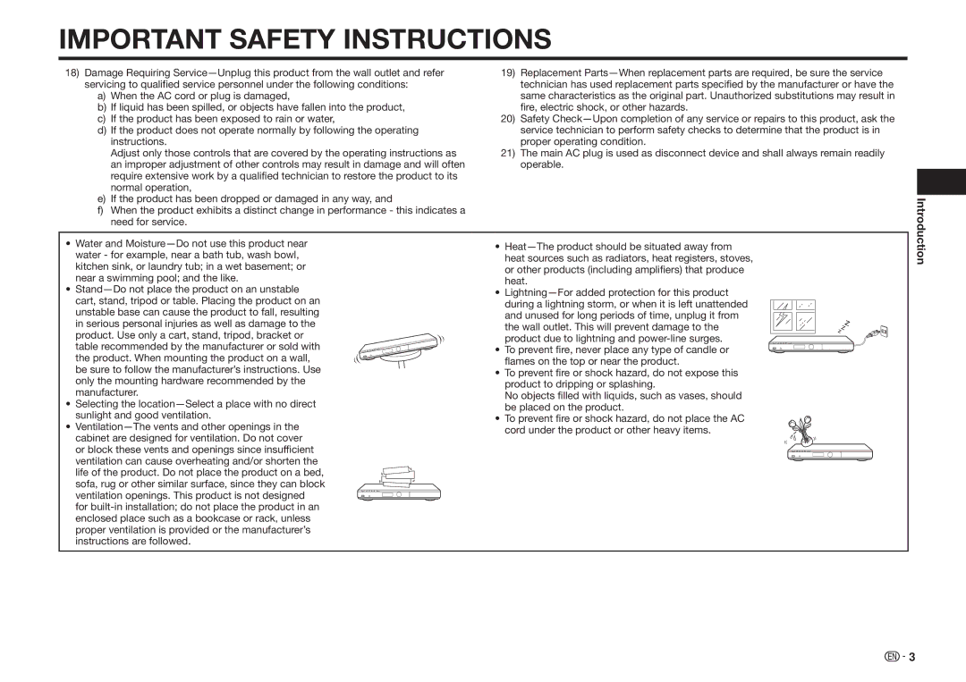 Sharp BD-HP75U, BDHP75U operation manual Introduction 