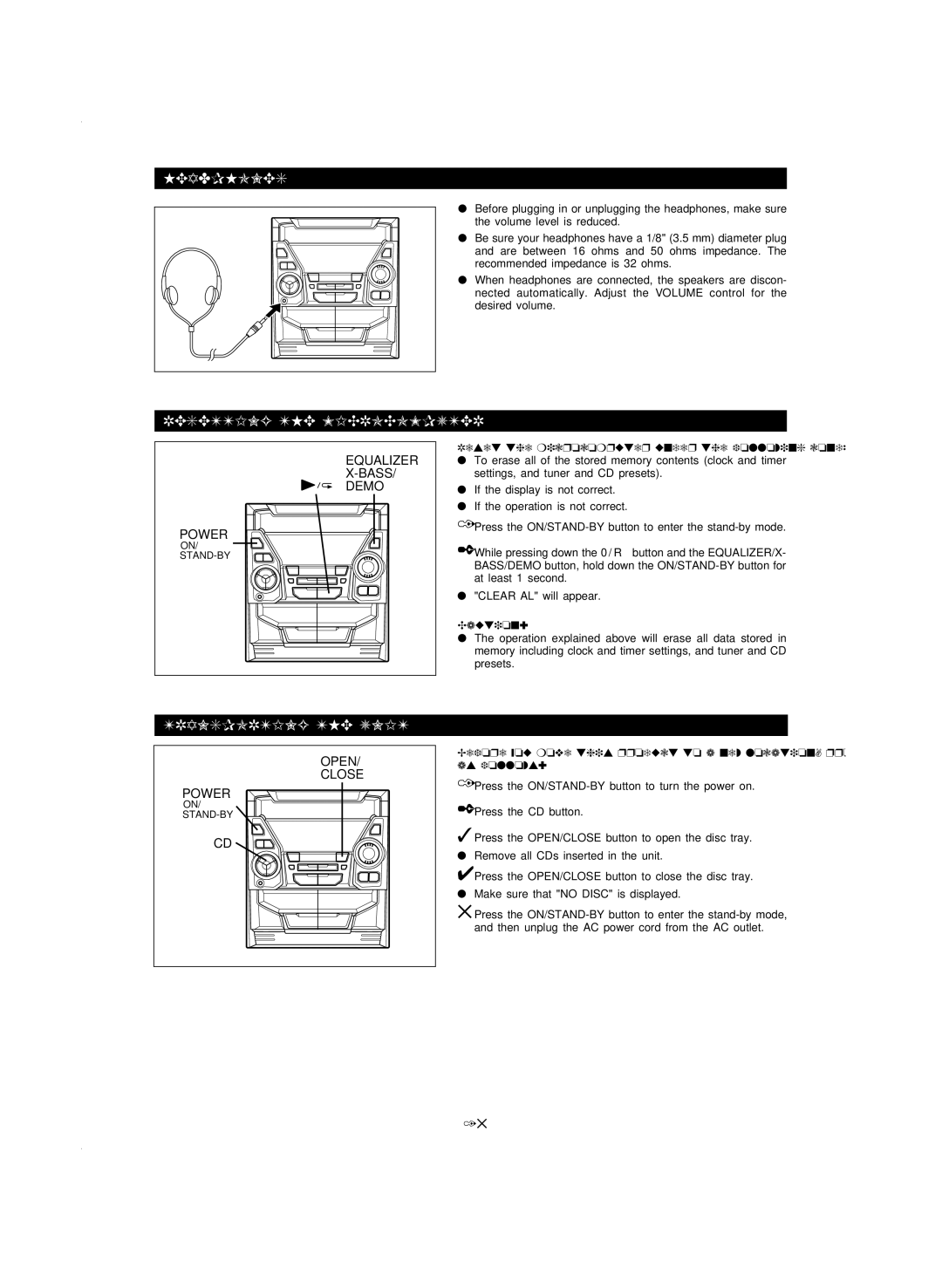 Sharp CD-BA120 operation manual Headphones, Resetting the Microcomputer, Transporting the Unit 