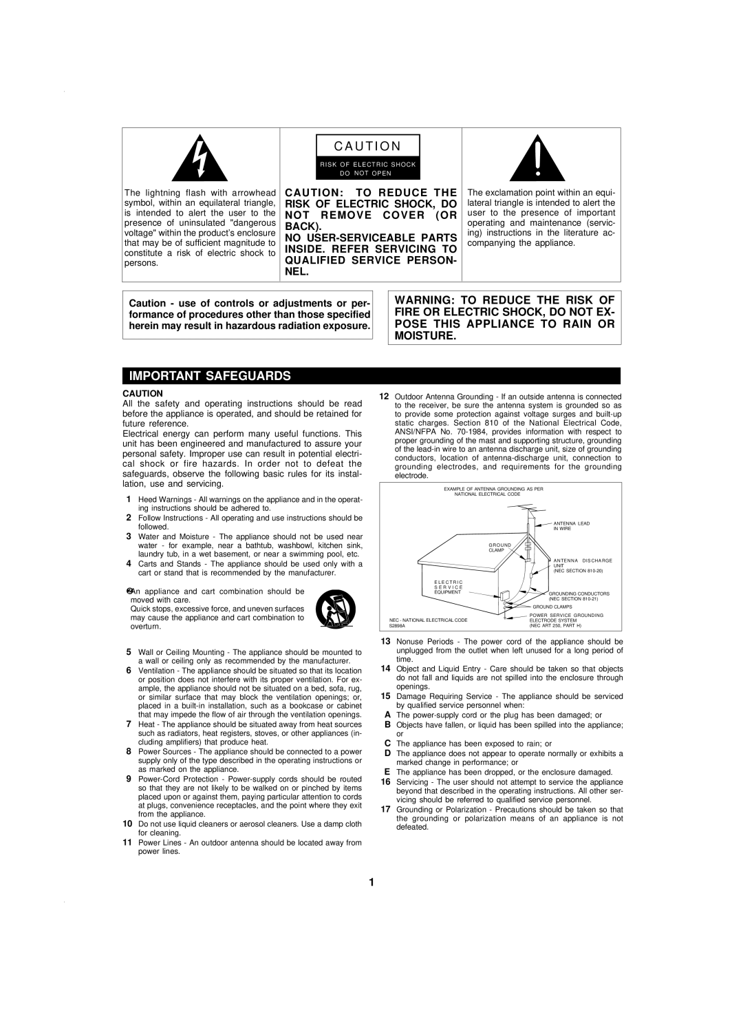 Sharp CD-BA120 operation manual U T I O N, Important Safeguards 