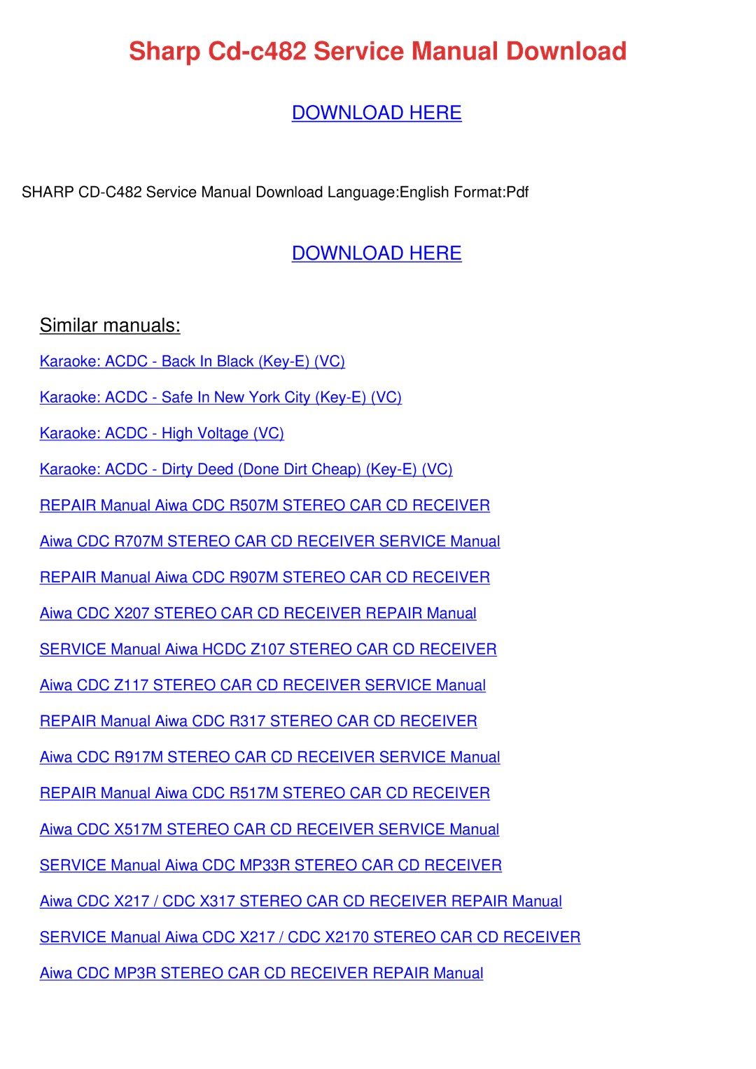 Sharp CD-C482 service manual Download Here 