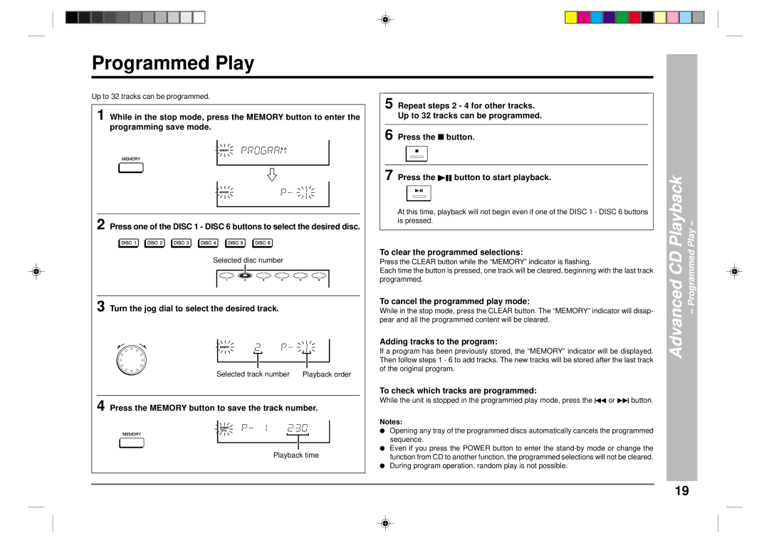 Sharp CD-CH1500 operation manual Programmed Play 