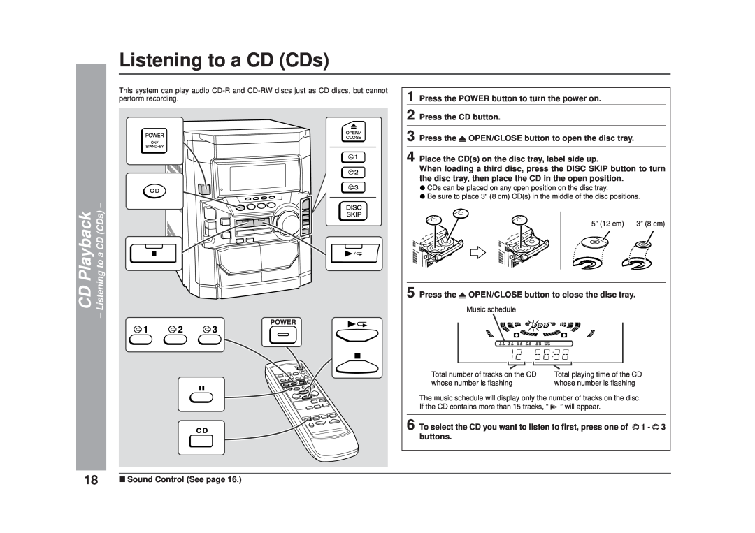 Sharp CD-DD4500 operation manual CD Playback - Listening to a CD CDs 