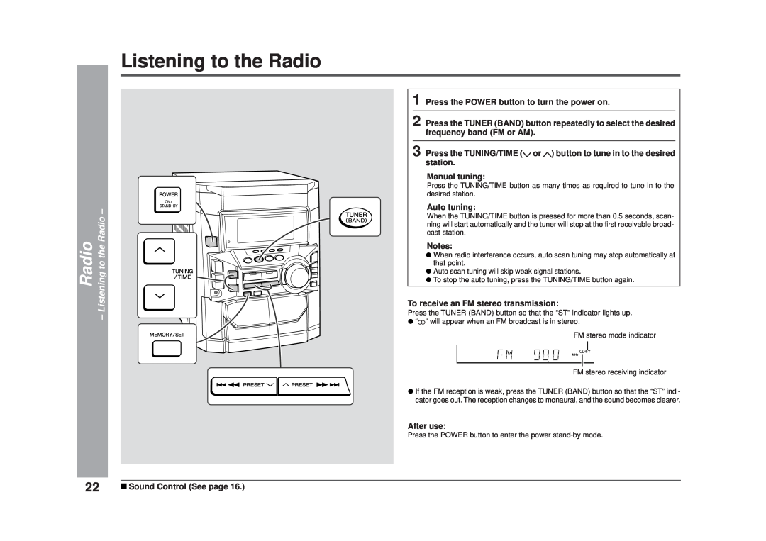 Sharp CD-DD4500 operation manual Radio - Listening to the Radio 