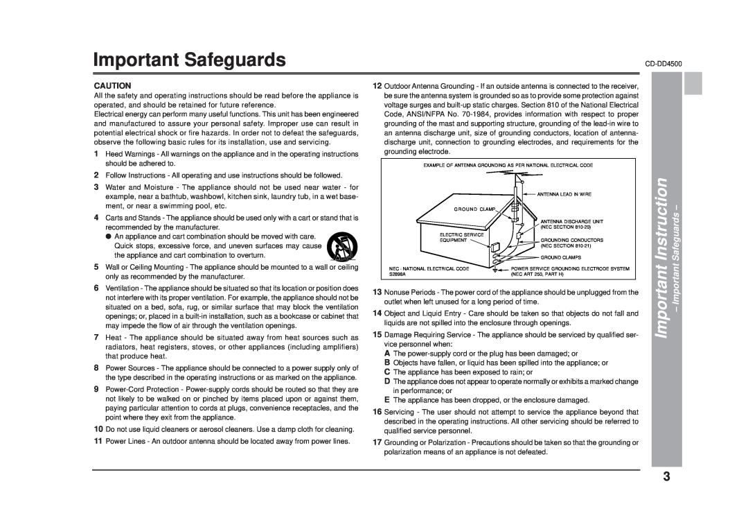 Sharp CD-DD4500 operation manual Important Safeguards 