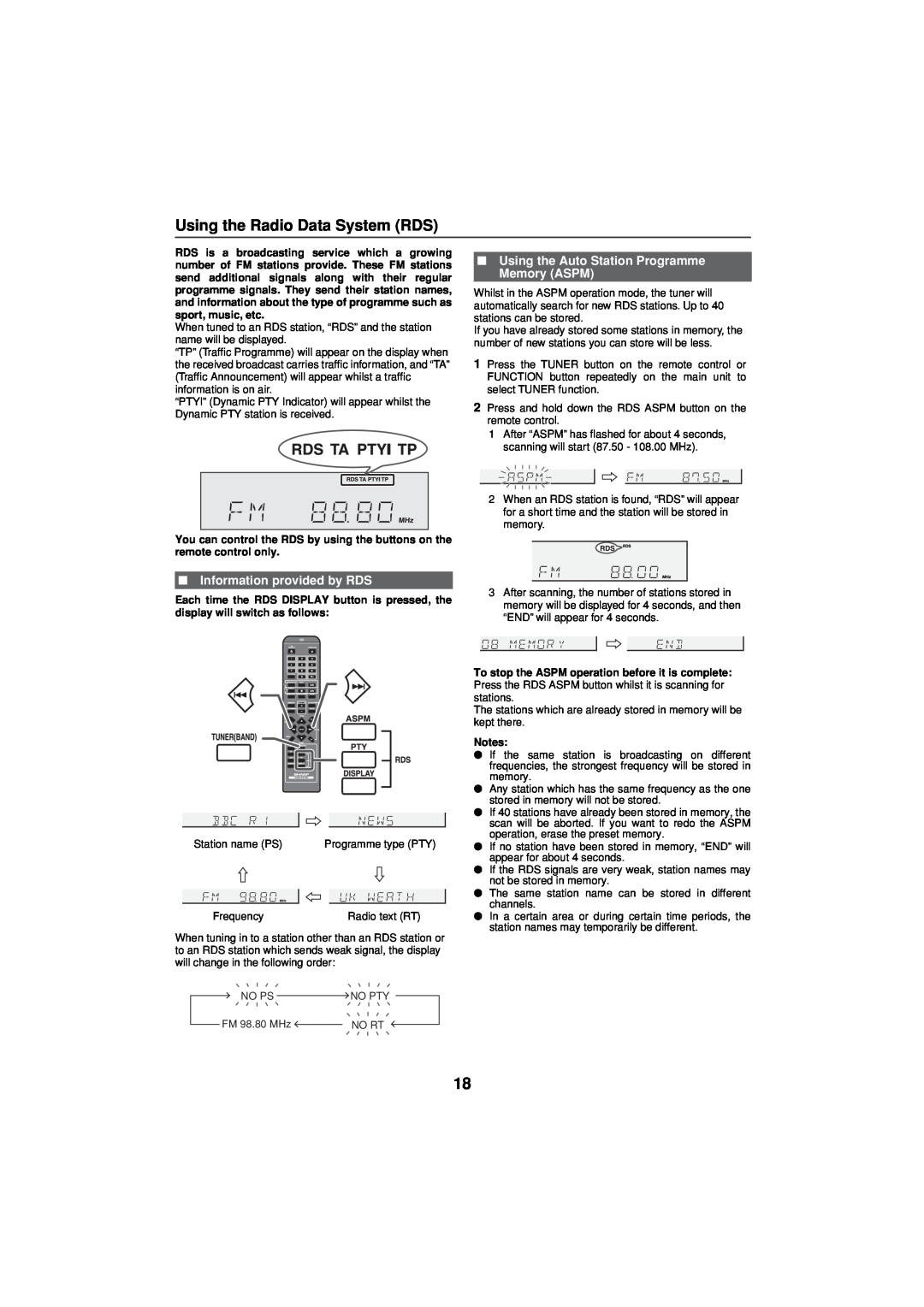 Sharp CD-DH790NH operation manual Using the Radio Data System RDS, Information provided by RDS 