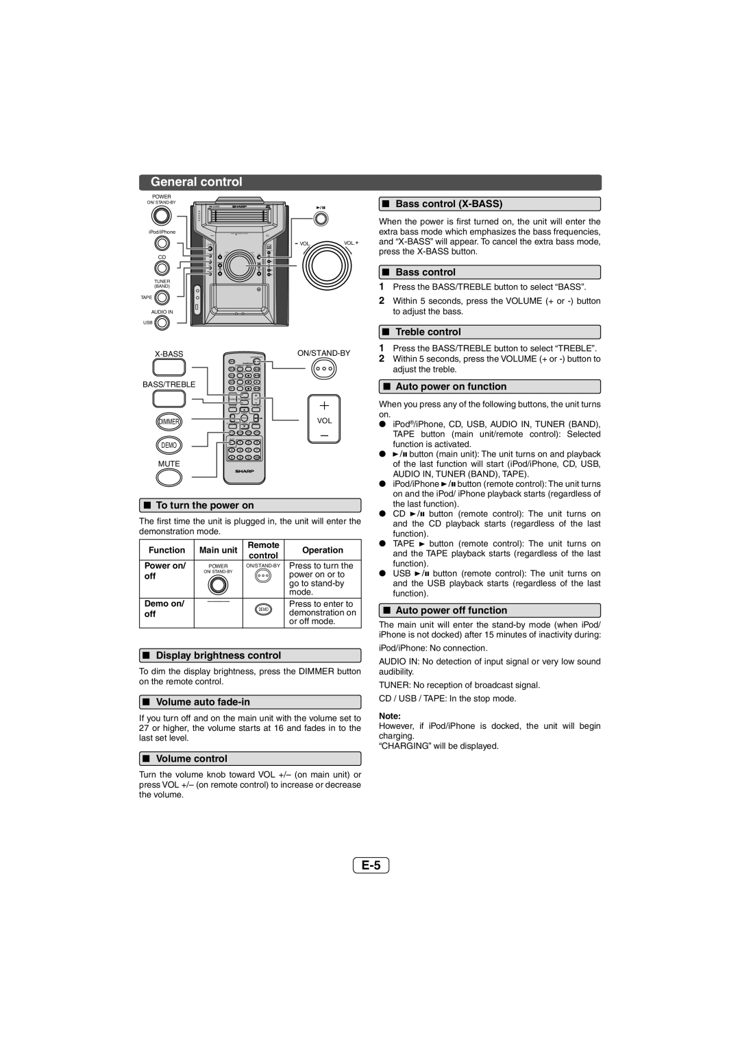 Sharp CD-DH950P operation manual General control 