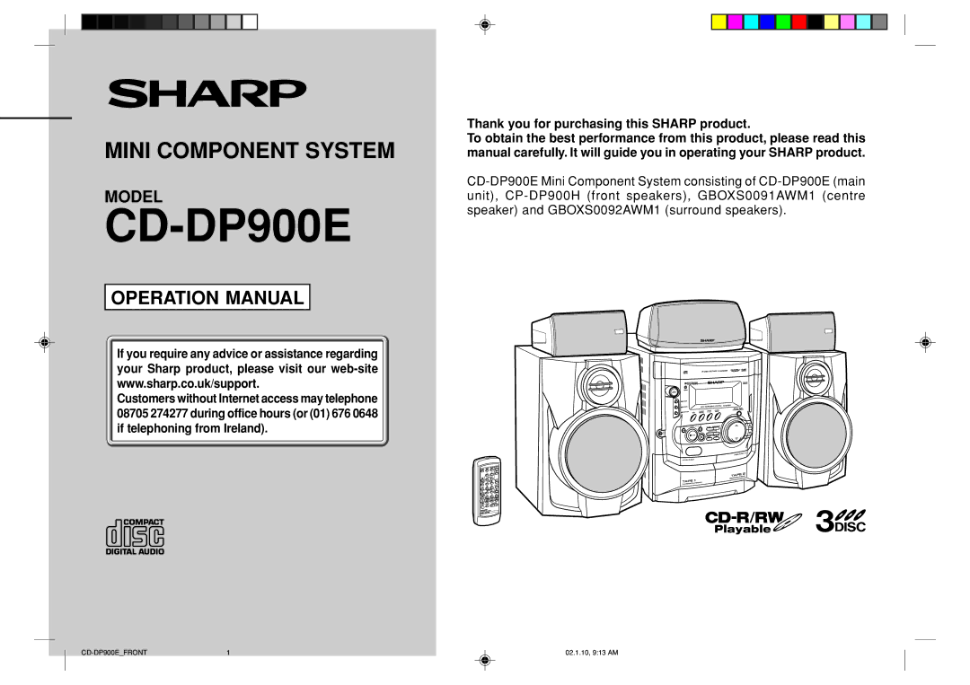 Sharp CD-DP900E operation manual 