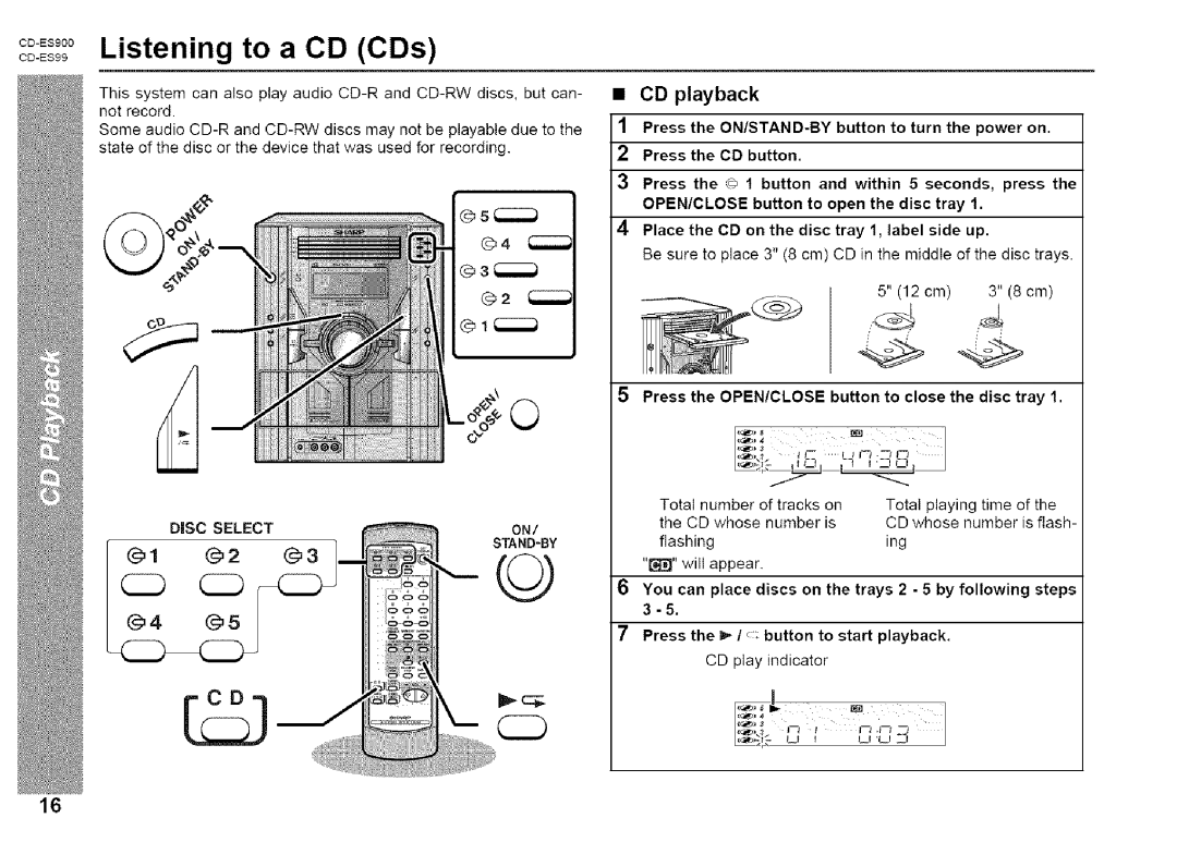 Sharp CD-ES900, CD-ES99 manual Listening to a CD CDs, CD playback, @,4 @,5 