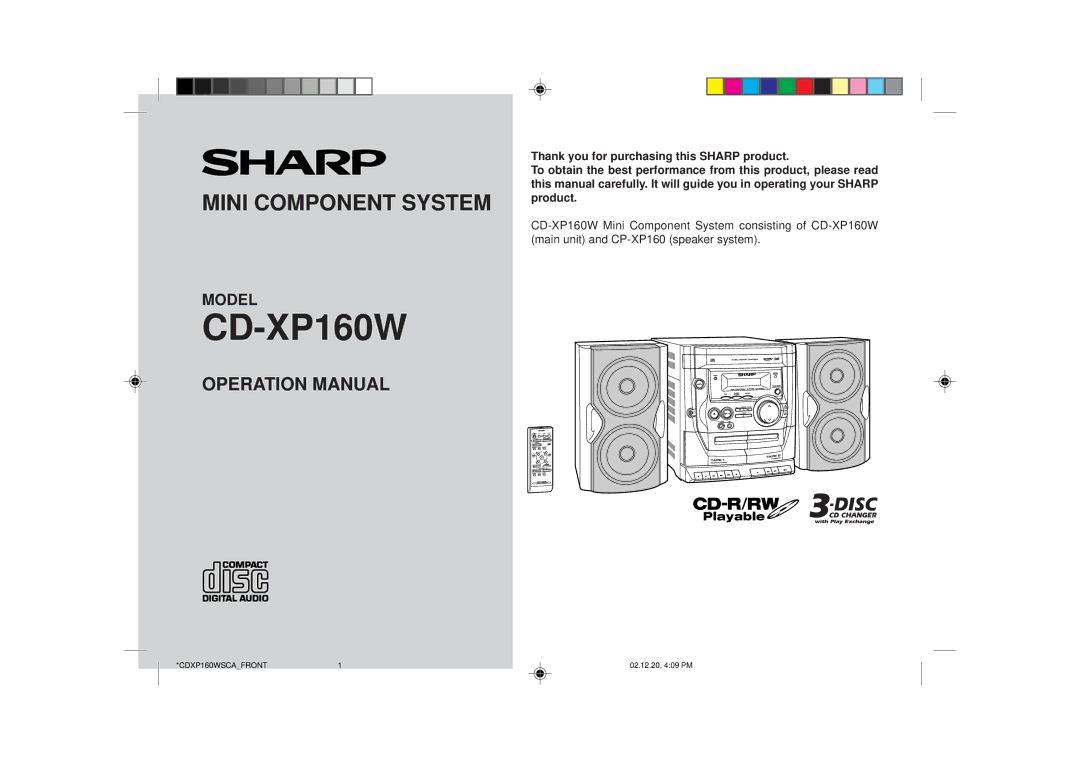 Sharp CD-XP160W operation manual 