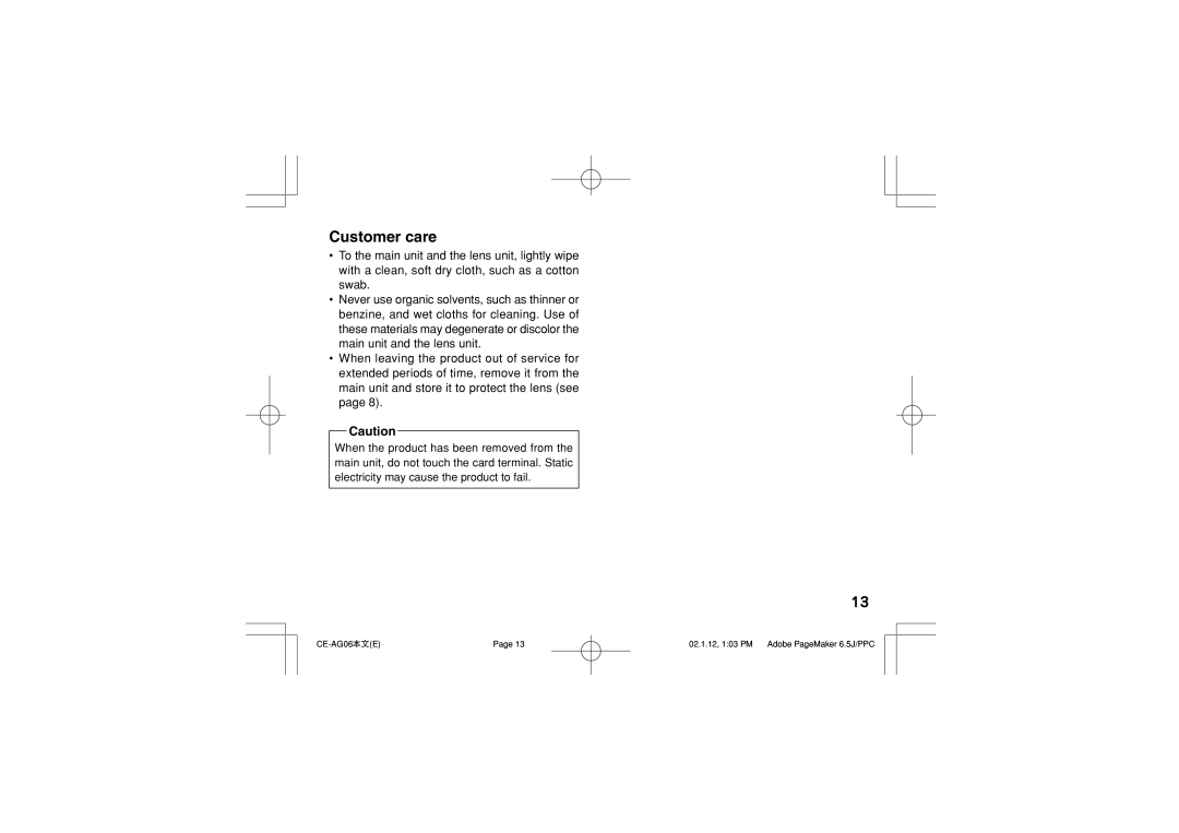 Sharp CE-AG06 operation manual Customer care 