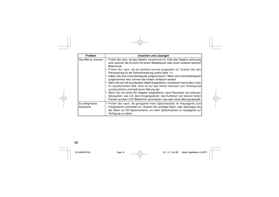 Sharp CE-AG06 operation manual Material ab 