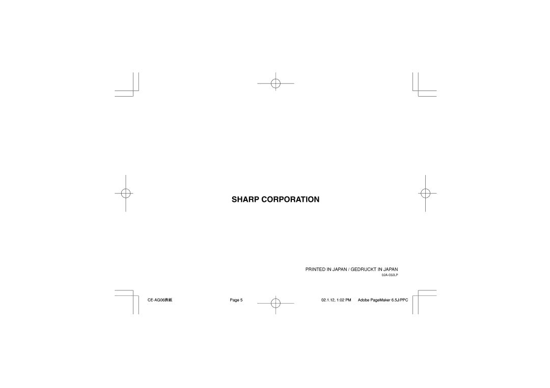 Sharp CE-AG06 operation manual Sharp Corporation 