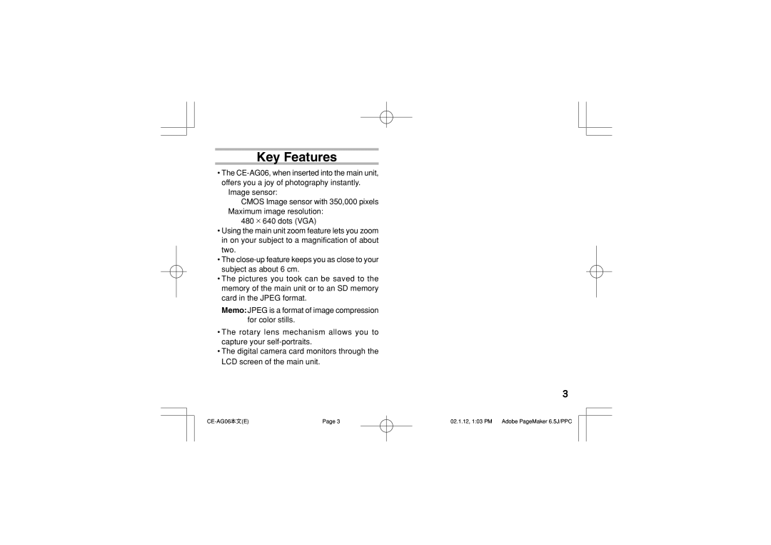 Sharp CE-AG06 operation manual Key Features 