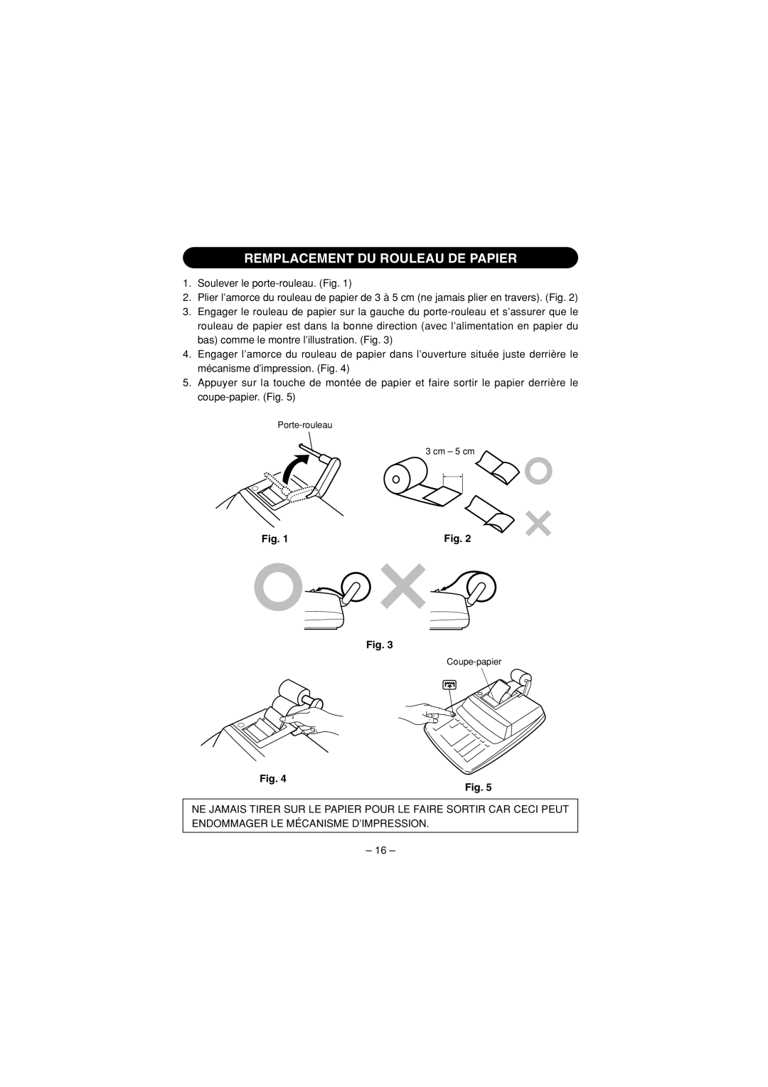 Sharp CS-2194H, CS-1194H operation manual Remplacement DU Rouleau DE Papier 