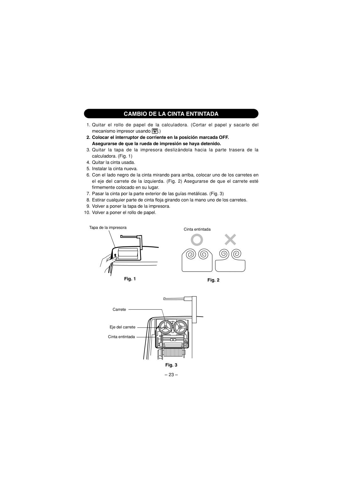 Sharp CS-1194H, CS-2194H operation manual Cambio DE LA Cinta Entintada 