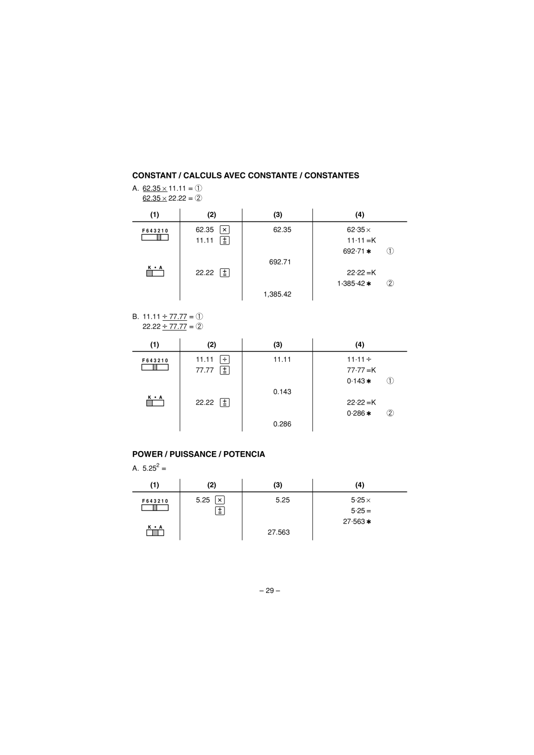 Sharp CS-1194H, CS-2194H operation manual Power / Puissance / Potencia 