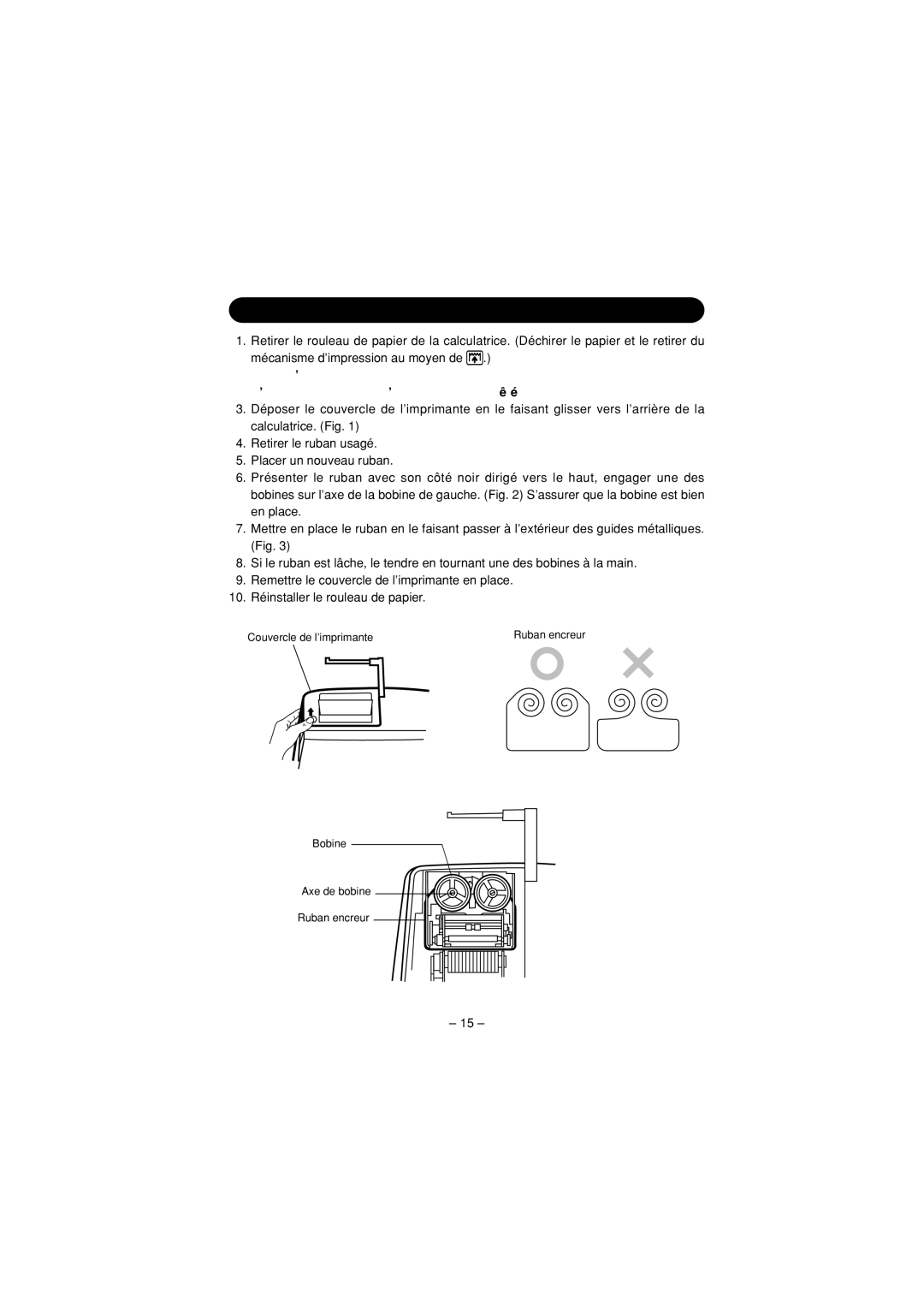 Sharp CS-2635H operation manual Remplacement DU Ruban Encreur 