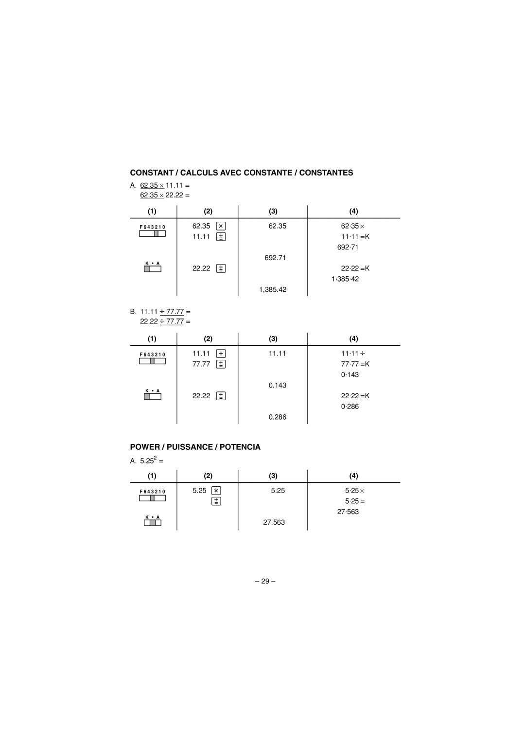 Sharp CS-2635H operation manual Power / Puissance / Potencia 