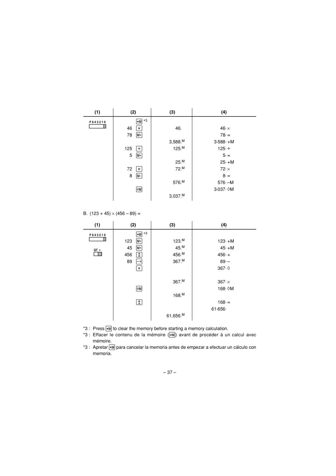 Sharp CS-2635H operation manual 123 + 45 ⋅ 456 89 = 