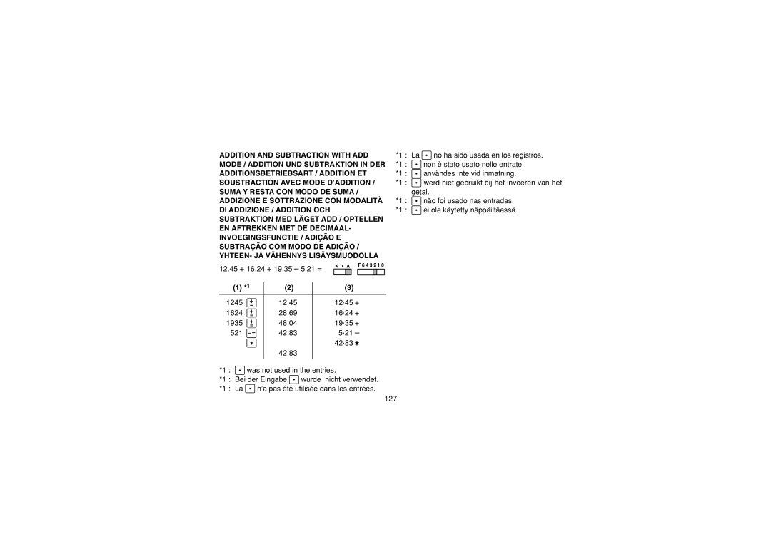 Sharp CS-2635RH operation manual Bei der Eingabe 