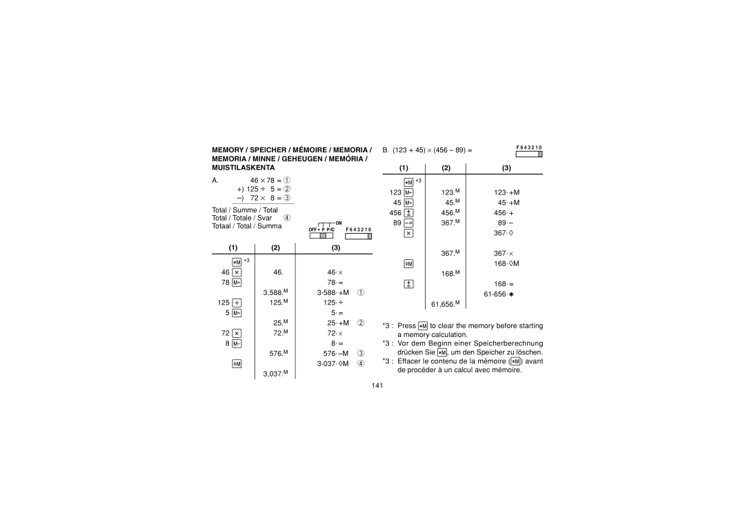 Sharp CS-2635RH operation manual 78. = 588.M 588. +M ① 125 125.M 125. ⎟ 25. +M ② 72.M 