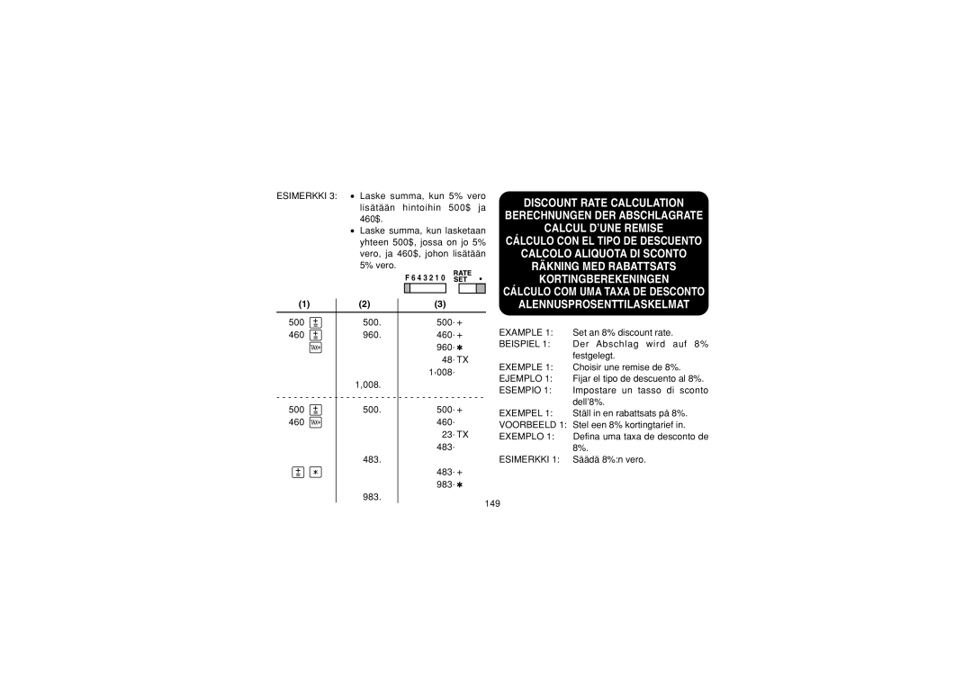 Sharp CS-2635RH Discount Rate Calculation, Berechnungen DER Abschlagrate, Calcul D’UNE Remise, Calcolo Aliquota DI Sconto 