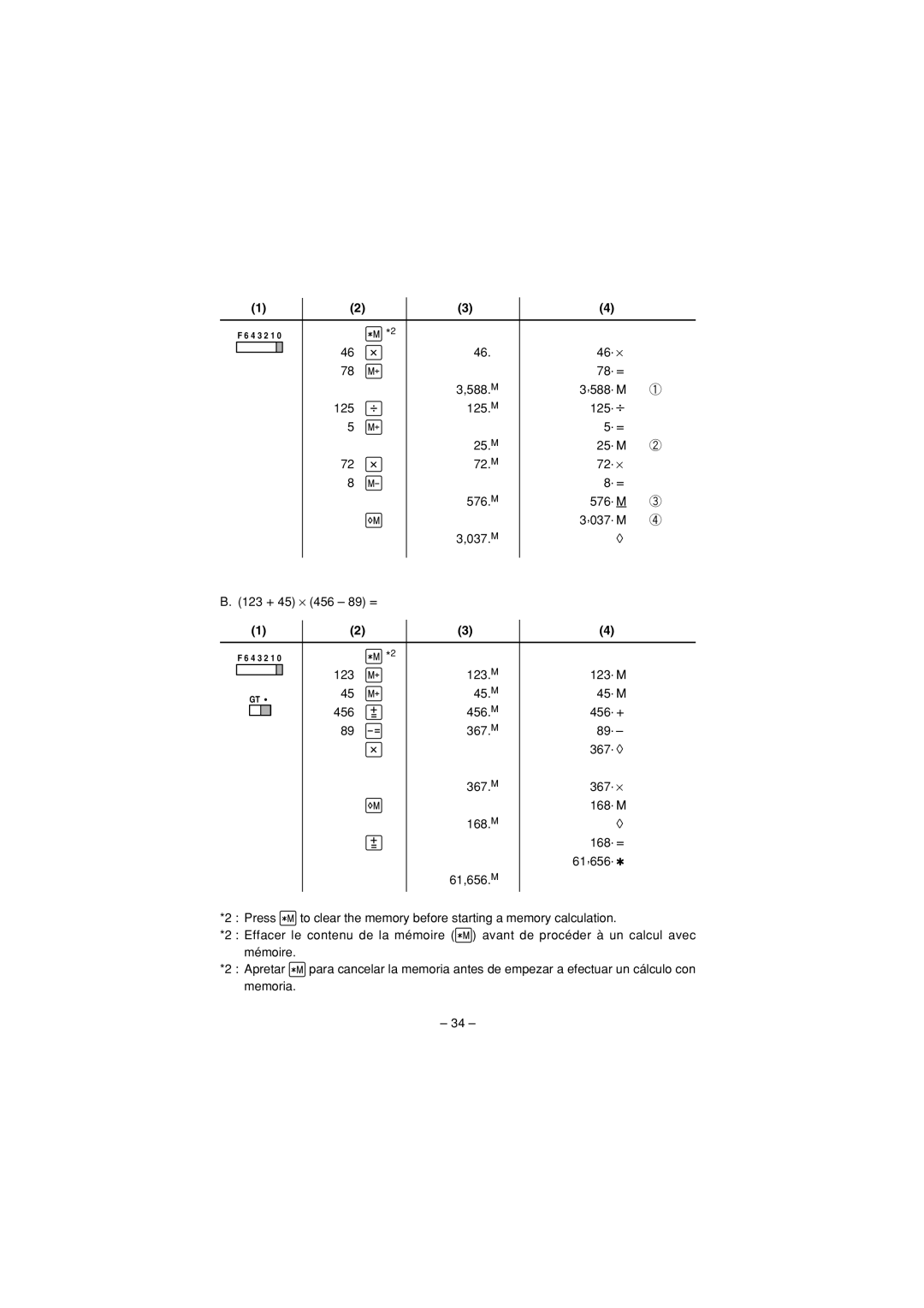 Sharp CS-4194H operation manual 123 + 45 ⋅ 456 89 = 