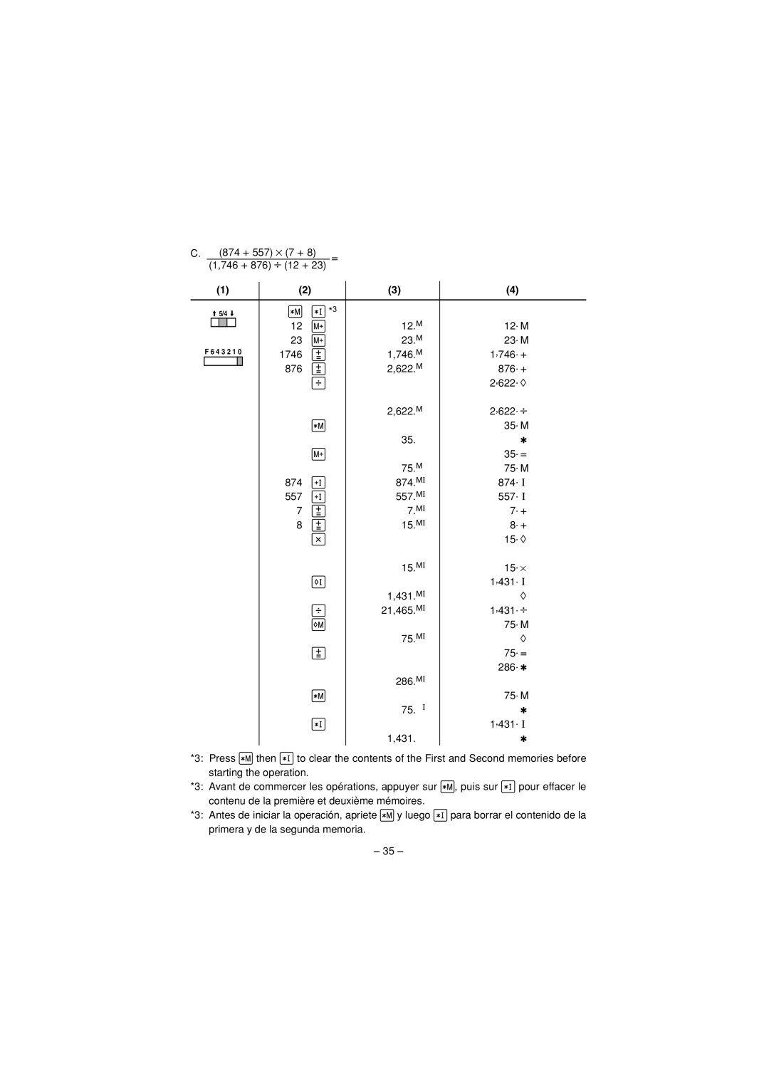 Sharp CS-4194H operation manual 874 + 557 ⋅ 7 + 746 + 