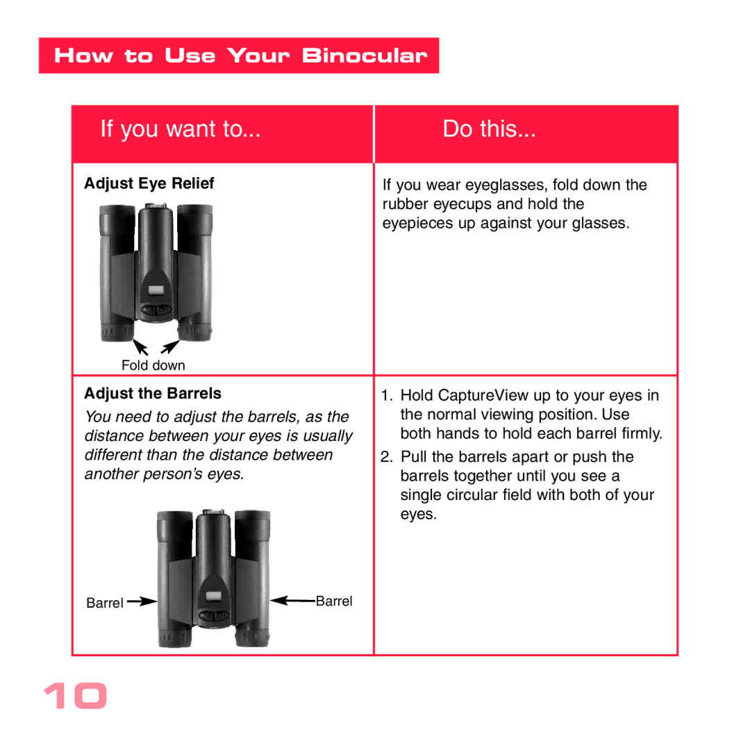 Sharp CV-2 manual Adjust Eye Relief, Adjust the Barrels 