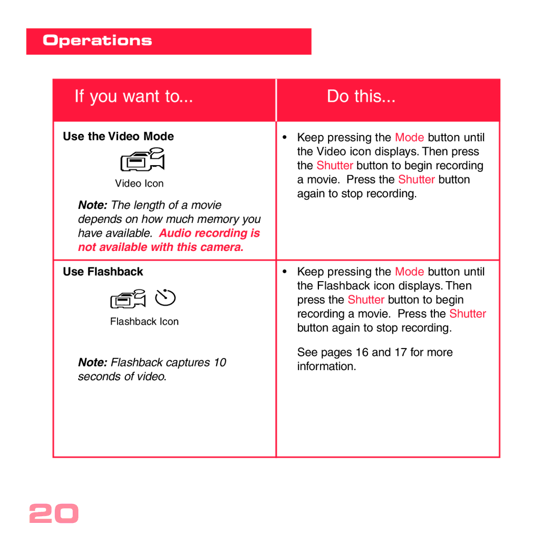 Sharp CV-2 manual Use the Video Mode, Use Flashback 