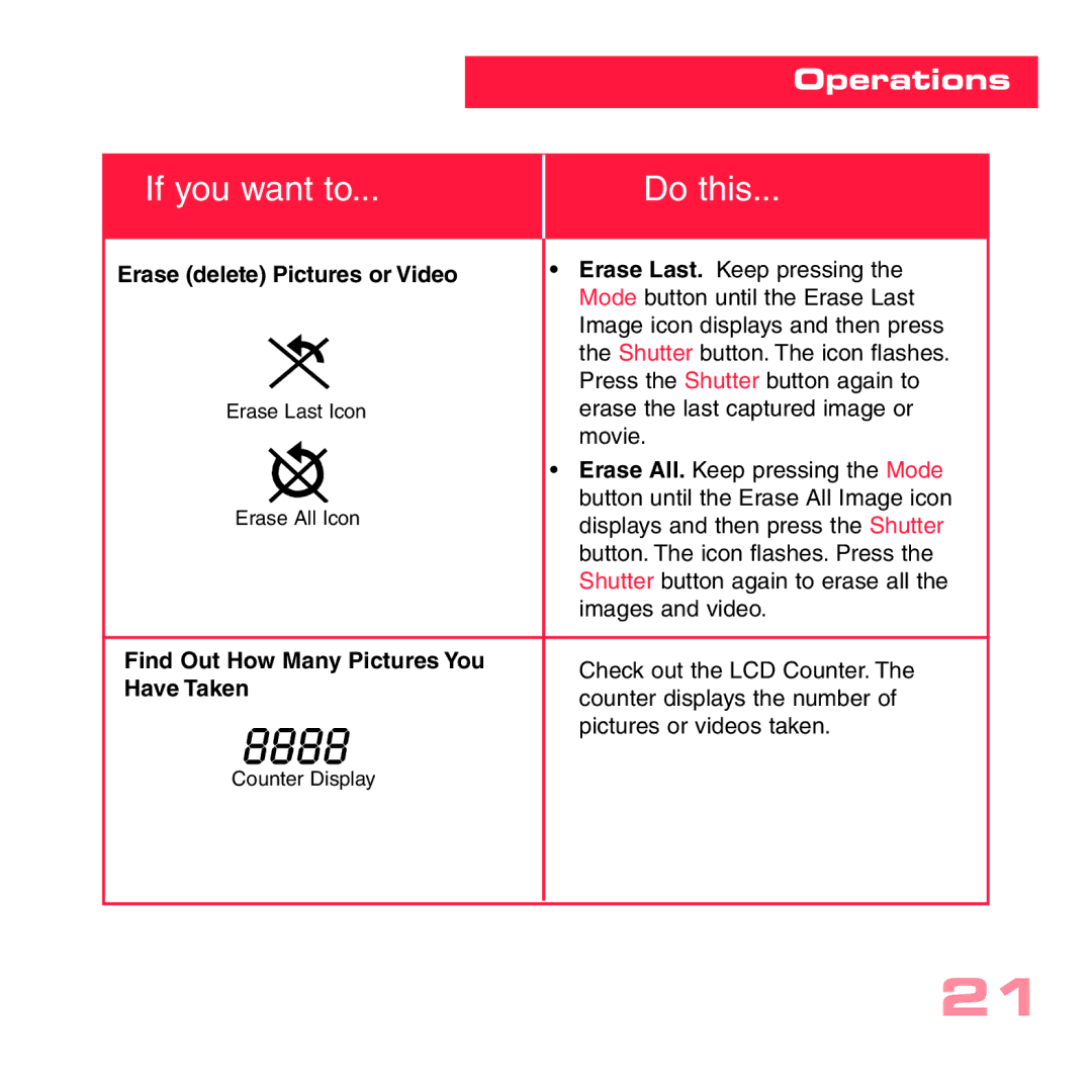 Sharp CV-2 manual Erase delete Pictures or Video, Find Out How Many Pictures You, Have Taken 