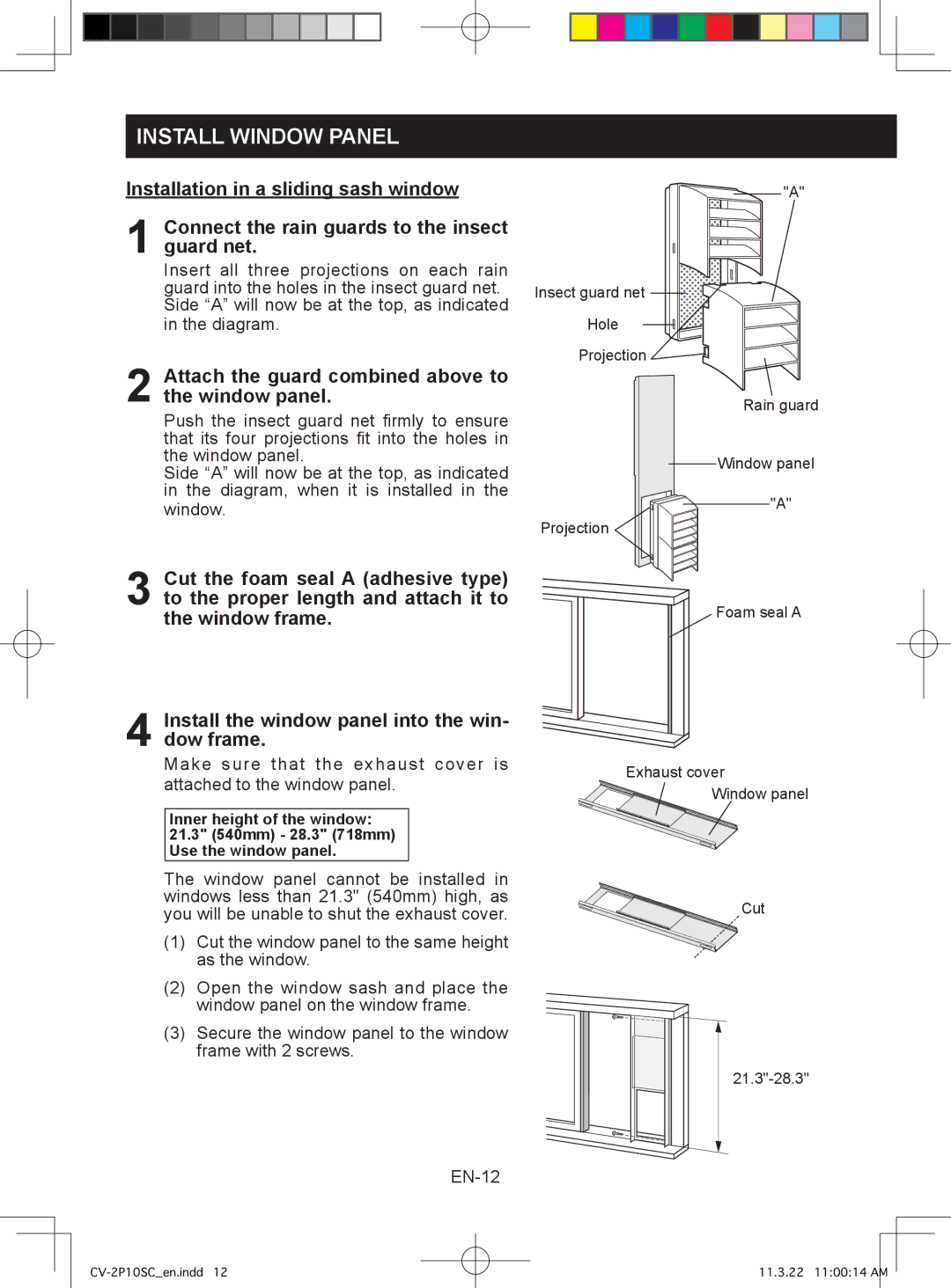 Sharp CV-2P10SC operation manual Attach the guard combined above to the window panel 