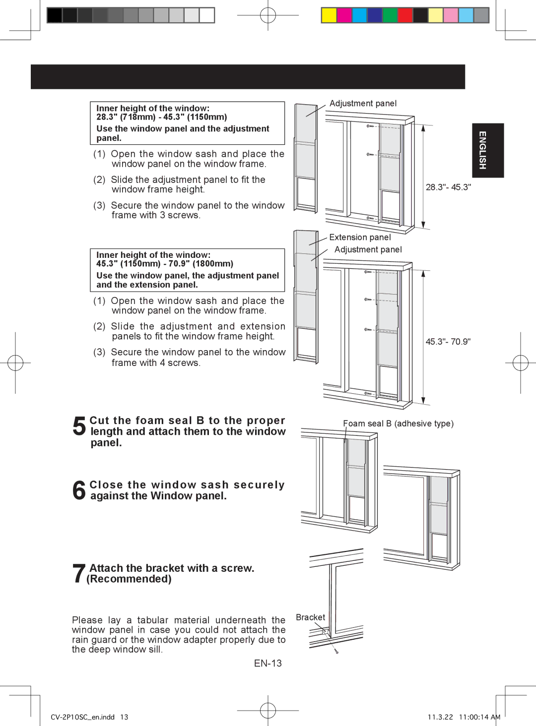 Sharp CV-2P10SC operation manual Inner height of the window 28.3 718mm 45.3 1150mm 