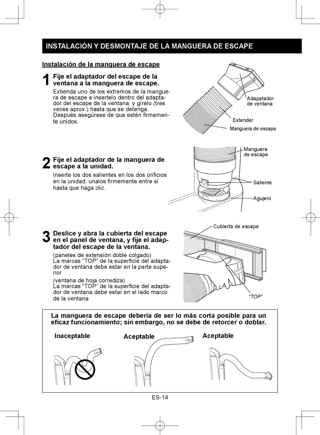 Sharp CV-2P10SC Instalación Y Desmontaje DE LA Manguera DE Escape, Fije el adaptador de la manguera de escape a la unidad 