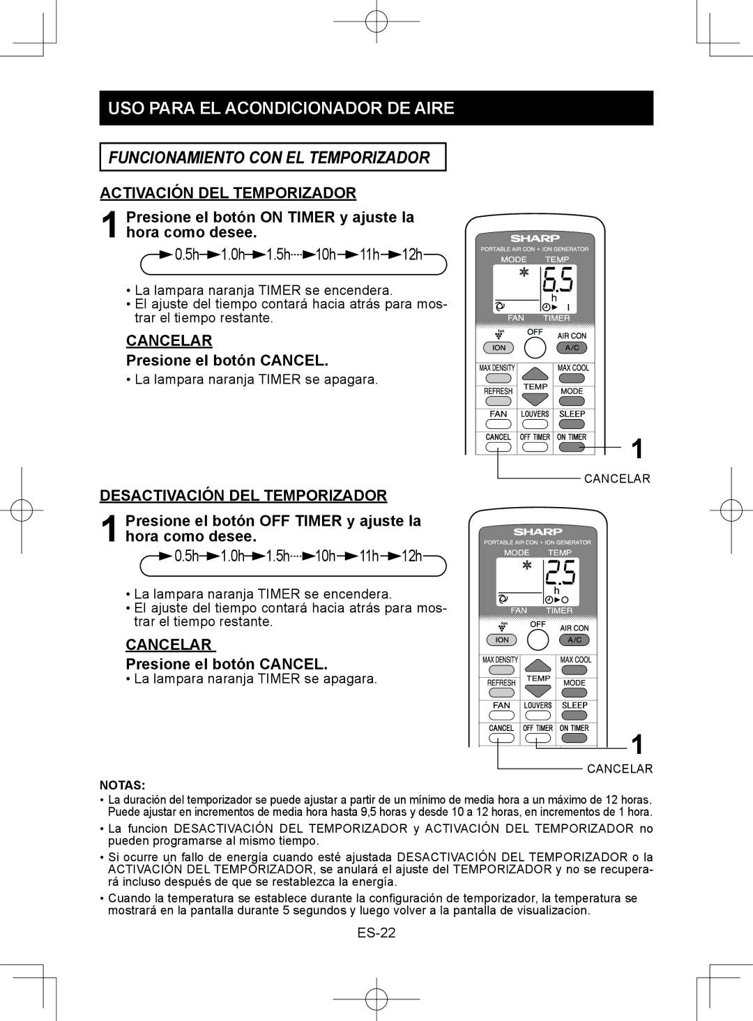 Sharp CV-2P10SC Funcionamiento CON EL Temporizador, Activación DEL Temporizador, Desactivación DEL Temporizador 