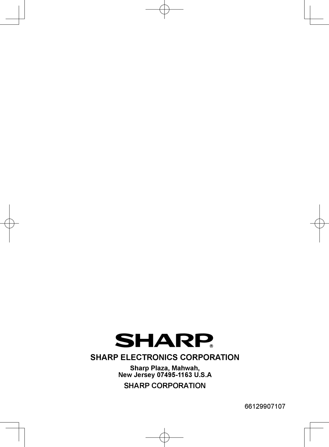 Sharp CV-2P10SC operation manual Sharp Plaza, Mahwah New Jersey 07495-1163 U.S.A 