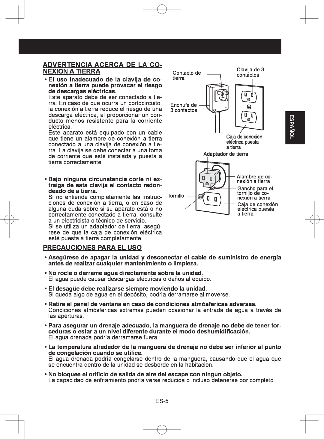 Sharp CV-2P10SC operation manual Advertencia Acerca De La Co- Nexión A Tierra, Precauciones Para El Uso 