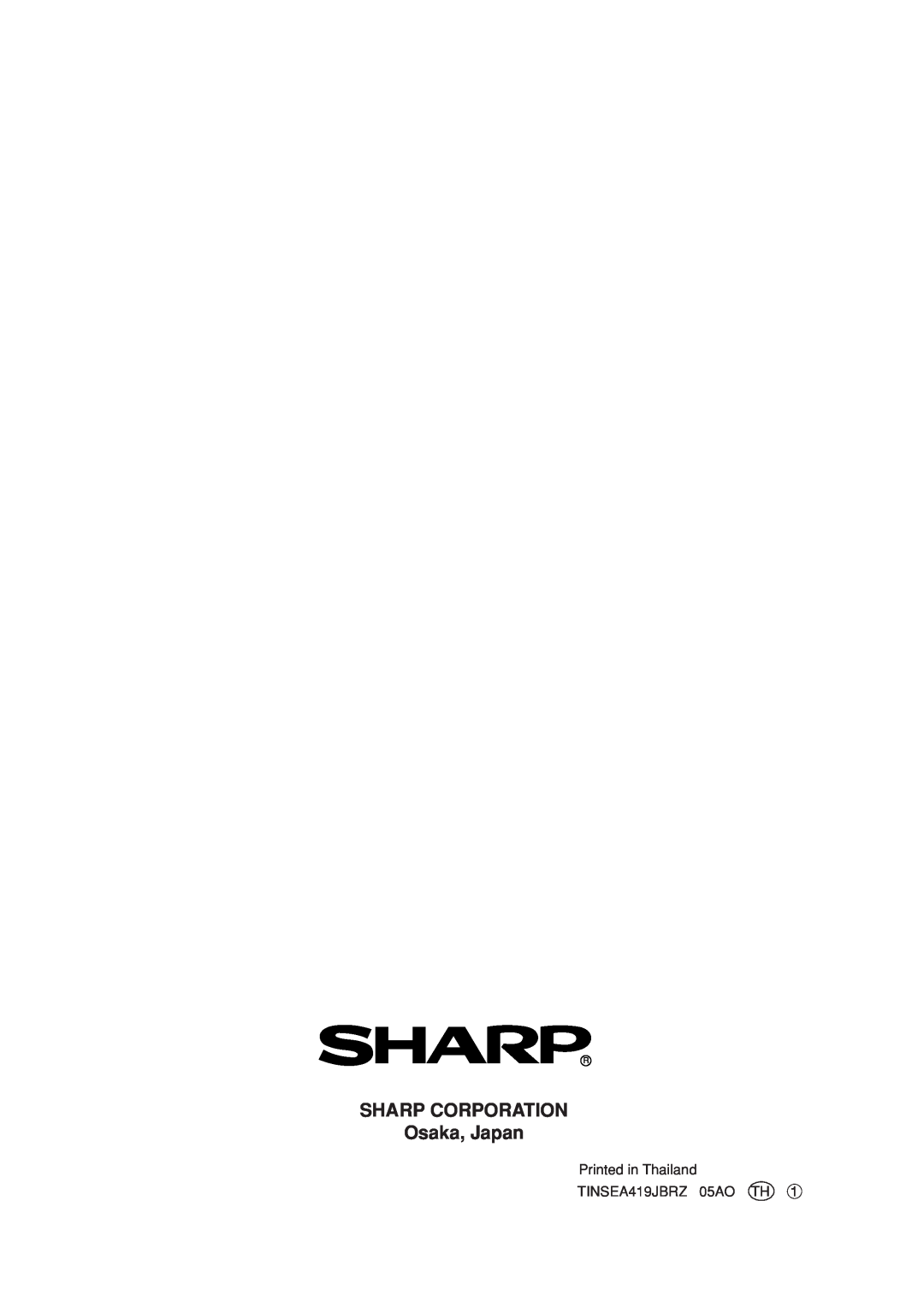 Sharp CV-P09FR operation manual SHARP CORPORATION Osaka, Japan 