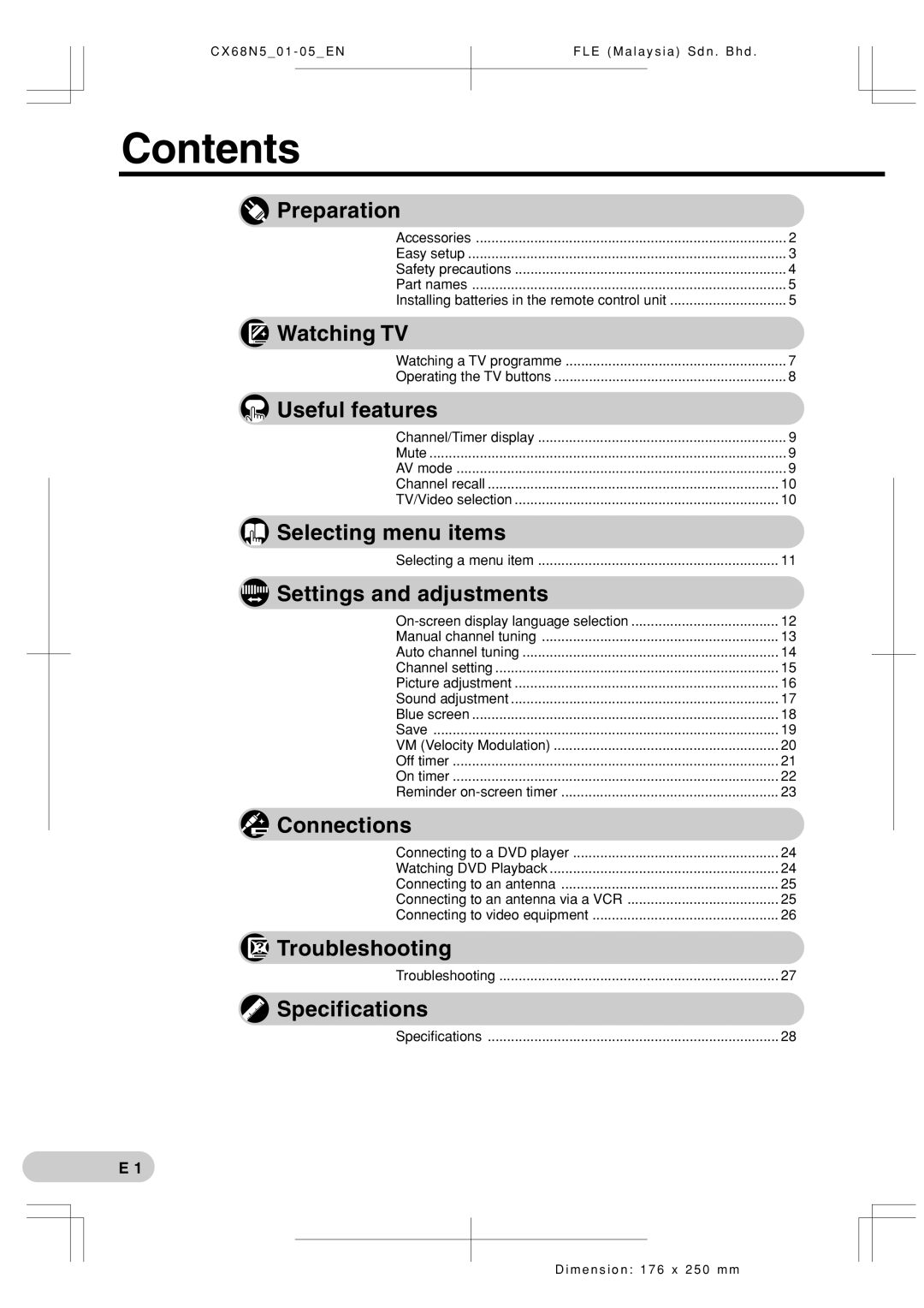 Sharp Cx68n5 operation manual Contents 