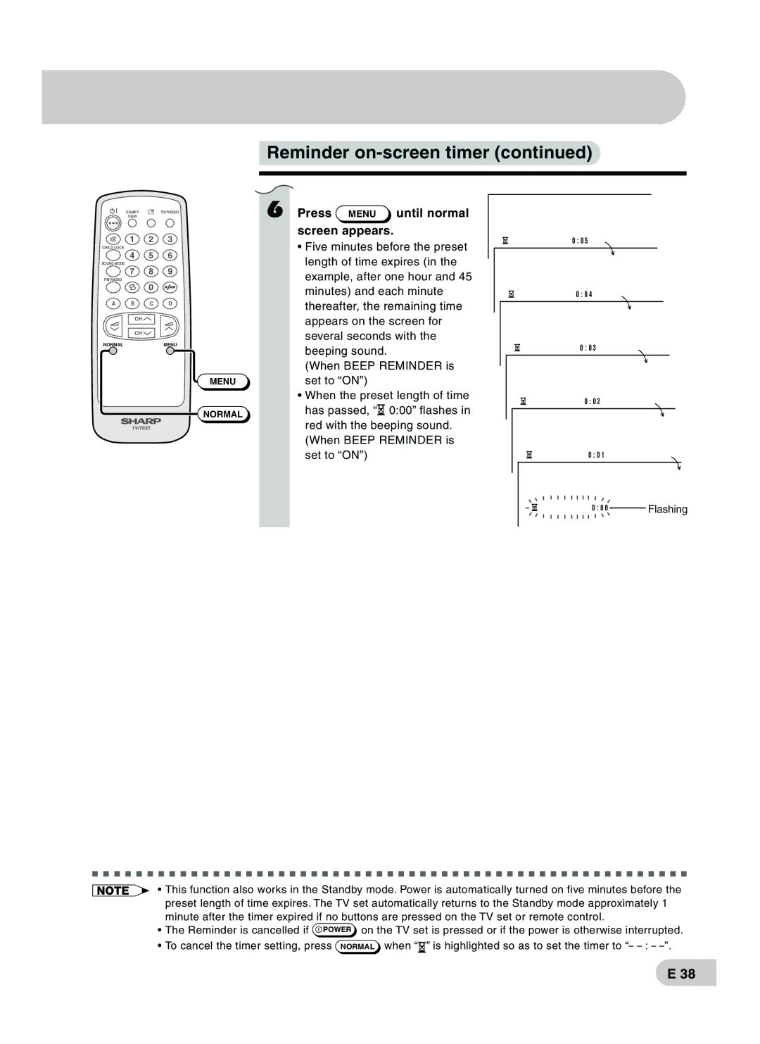 Sharp CX68RF5 operation manual Screen appears, Flashing 