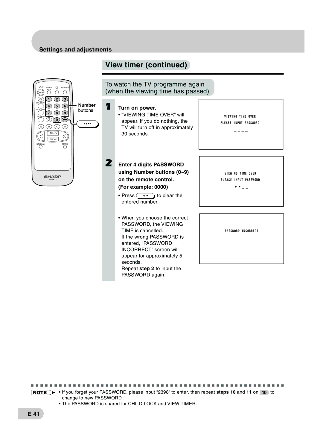 Sharp CX68RF5 operation manual Turn on power 